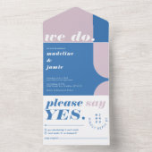 Wir machen moderne, fett blaue und Lila Retro-Abst All In One Einladung (Innen Boden)