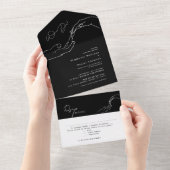 Wir machen moderne Hochzeiten in Schwarz und Weiß All In One Einladung (Abreißen)