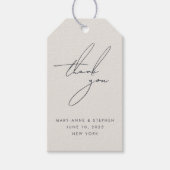 Wir machen moderne kalligraphische Hochzeit Danke Geschenkanhänger (Vorderseite)