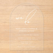 Wir machen moderne weiße Kalligraphie, klare Hochz Acryleinladungen (Vorderseite)