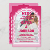 Wir machen modernes pink Magenta Retro Wavy Arch F Einladung (Vorne/Hinten)