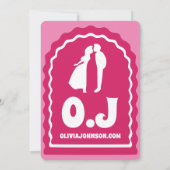 Wir machen modernes pink Magenta Retro Wavy Arch F Einladung (Rückseite)