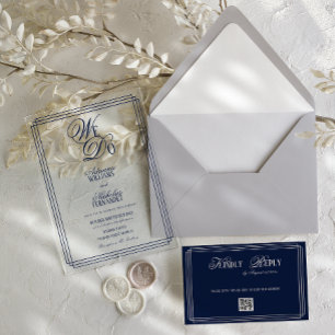Wir machen Navy Old Money Hochzeit Acryleinladungen