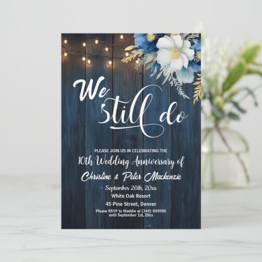 Wir machen noch 10. Wedding Anniversary String Lig Einladung (Stehend Vorderseite)