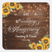 Wir machen noch 10. Wedding Anniversary String Lig Quadratischer Aufkleber (Vorderseite)