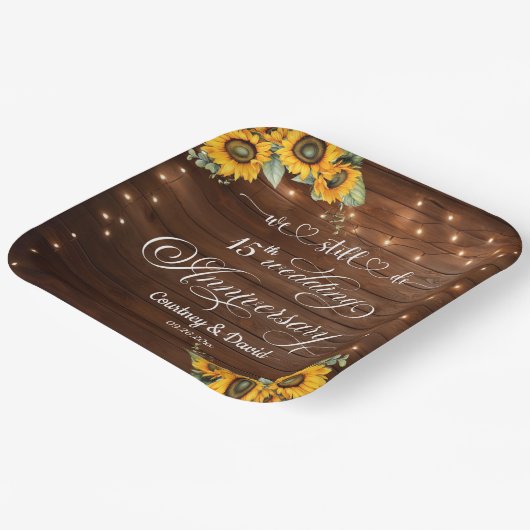 Wir machen noch 15. Wedding Anniversary String Lig Pappteller (Gewinkelt)