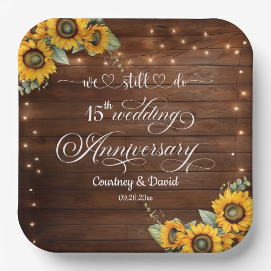 Wir machen noch 15. Wedding Anniversary String Lig Pappteller (Vorderseite)