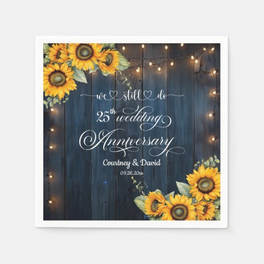 Wir machen noch 25. Wedding Anniversary String Lig Serviette (Vorderseite)