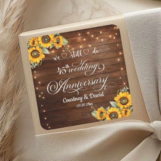 Wir machen noch 45. Wedding Anniversary String Lig Quadratischer Aufkleber