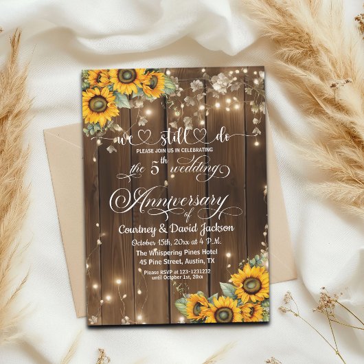 Wir machen noch 5. Wedding Anniversary String Ligh Einladung