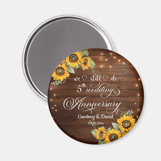 Wir machen noch 5. Wedding Anniversary String Ligh Magnet (Vorderseite/Rückseite)