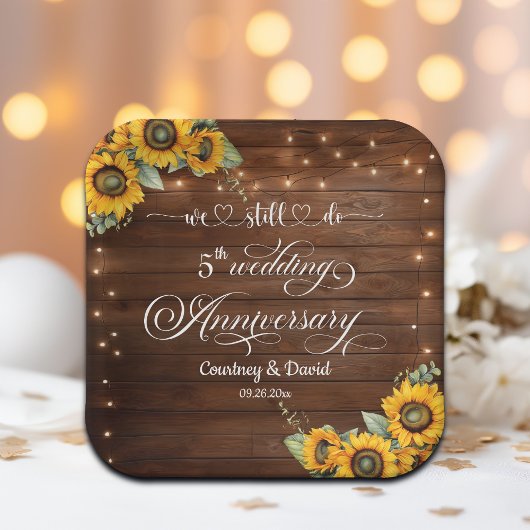 Wir machen noch 5. Wedding Anniversary String Ligh Pappteller