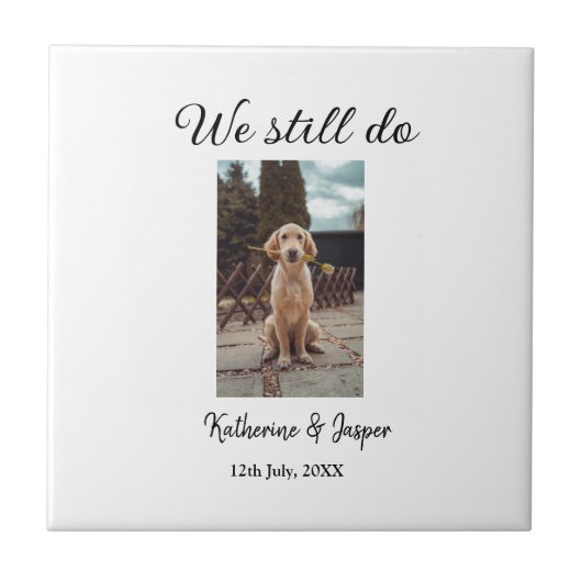 Wir machen noch Ehepaar Foto Name Datum sim Fliese (Vorderseite)