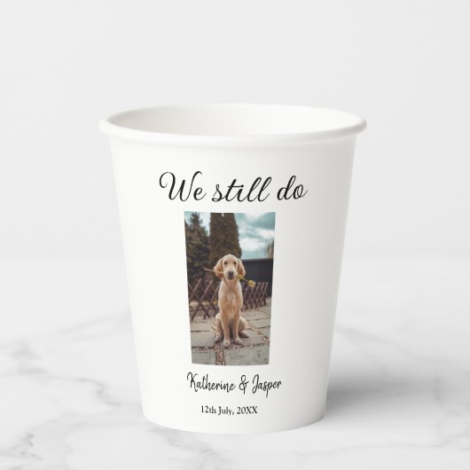 Wir machen noch Ehepaar Foto Name Datum sim Pappbecher (Vorderseite)