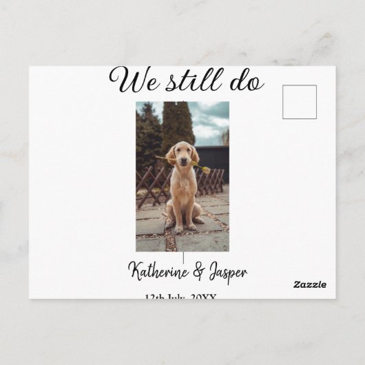 Wir machen noch Ehepaar Foto Name Datum sim Postkarte (Rückseite)