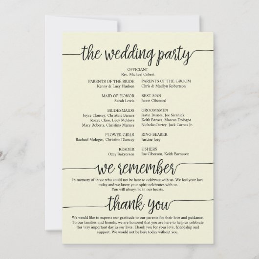 Wir machen noch eine Programmkarte Einladung (Rückseite)