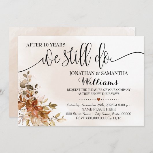 Wir machen noch Eukalyptus Herbsthochzeit Jahresta Einladung (Vorne/Hinten)