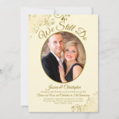 Wir machen noch Gold & Cream Wedding Vow Erneuerun Einladung (Vorderseite)