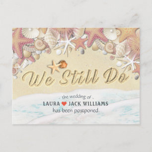 Wir machen noch Hochzeitspause Sommer Beach Sand Ankündigungspostkarte