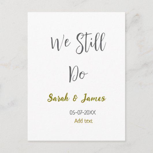 Wir machen noch Hochzeitstag einfaches graues Gold Postkarte (Vorderseite)
