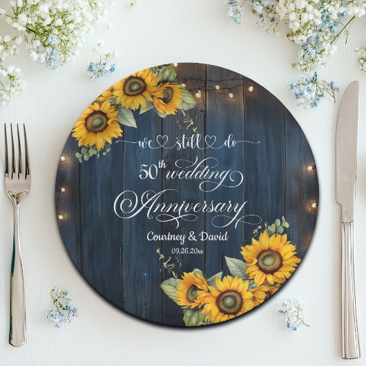 Wir machen noch immer 50. Wedding Anniversary Stri Pappteller