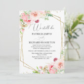 Wir machen noch immer eine elegante Blush Bloral V Einladung (Stehend Vorderseite)