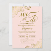 Wir machen noch immer eine elegante Blush Pink & G Einladung (Vorderseite)