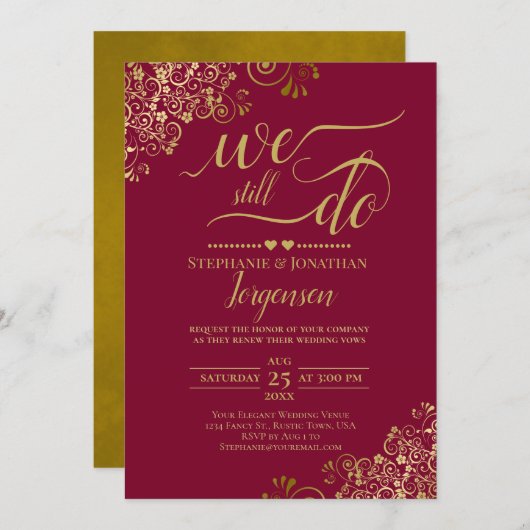 Wir machen noch immer eine elegante Burgundy & Gol Einladung (Vorne/Hinten)