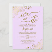 Wir machen noch immer eine elegante Lila Goldene V Einladung (Vorderseite)