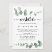 Wir machen noch immer eine grüne Eukalyptus-Vow-Er Einladung (Vorderseite)