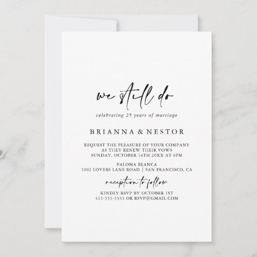 Wir machen noch immer eine moderne elegante Vow-Er Einladung (Vorderseite)