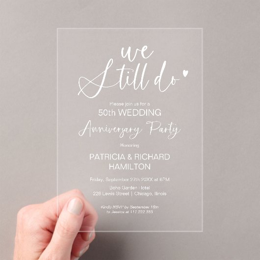 Wir machen noch immer Hochzeitstag Acryleinladungen (Insitu (Handheld))