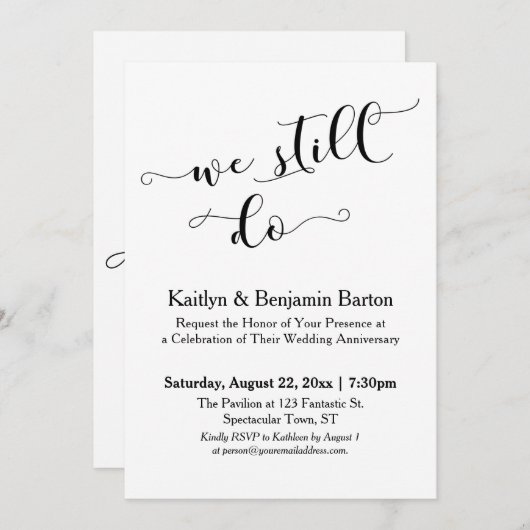 Wir machen noch immer moderne Kalligraphie, einfac Einladung (Vorne/Hinten)