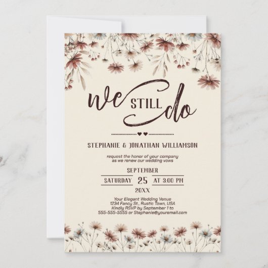 Wir machen noch immer rustikale Wildblumen, die ei Einladung (Vorderseite)