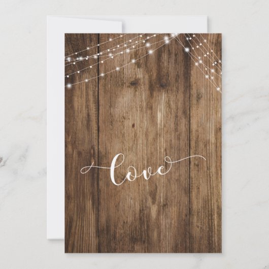 Wir machen noch immer Typografie Rustikales Holz J Einladung (Rückseite)