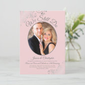 Wir machen noch Pink & Silver Gray Wedding Vow Ern Einladung (Stehend Vorderseite)