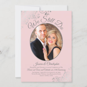 Wir machen noch Pink & Silver Gray Wedding Vow Ern Einladung