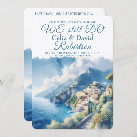 Wir machen noch Vow Renewal Amalfi Positano Wasser Einladung (Vorne/Hinten)