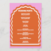Wir machen Orange Retro Arch Wedding Order of Serv Programm (Rückseite)