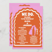 Wir machen Orange Retro Arch Wedding Order of Serv Programm (Vorne/Hinten)