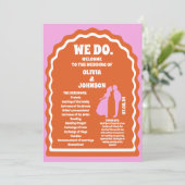 Wir machen Orange Retro Arch Wedding Order of Serv Programm (Stehend Vorderseite)