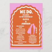 Wir machen Orange Retro Arch Wedding Order of Serv Programm (Vorderseite)