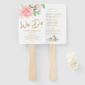 Wir machen Pink Blush Rose Blumengoldverheiratung Fächer (Vorne und Hinten)