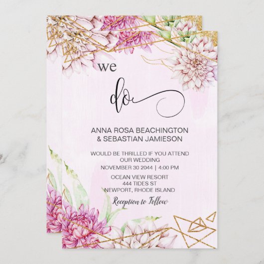 *~* WIR MACHEN Pink UAWG AR15 QR Crystal Wedding Einladung (Vorne/Hinten)