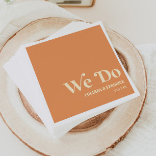 Wir machen Retro-Minimalist Orange Hochzeit Serviette