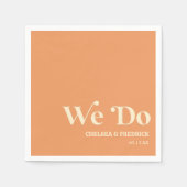 Wir machen Retro-Minimalistische Orangenhochzeit Serviette (Vorderseite)