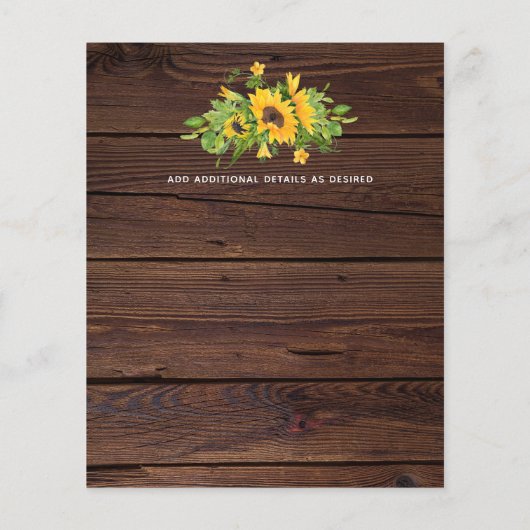 Wir machen rustikale Sonnenblumen Wood Boho Weddin (Rückseite)