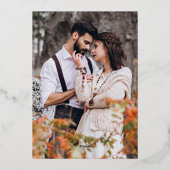 Wir machen Script Foto Emerald Green Rose Gold Wed Folieneinladung (Rückseite)