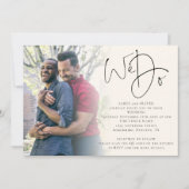 Wir machen Script Foto QR Code Gay Cream Wedding Einladung (Vorderseite)