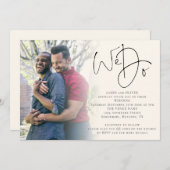 Wir machen Script Foto QR Code Gay Cream Wedding Einladung (Vorne/Hinten)